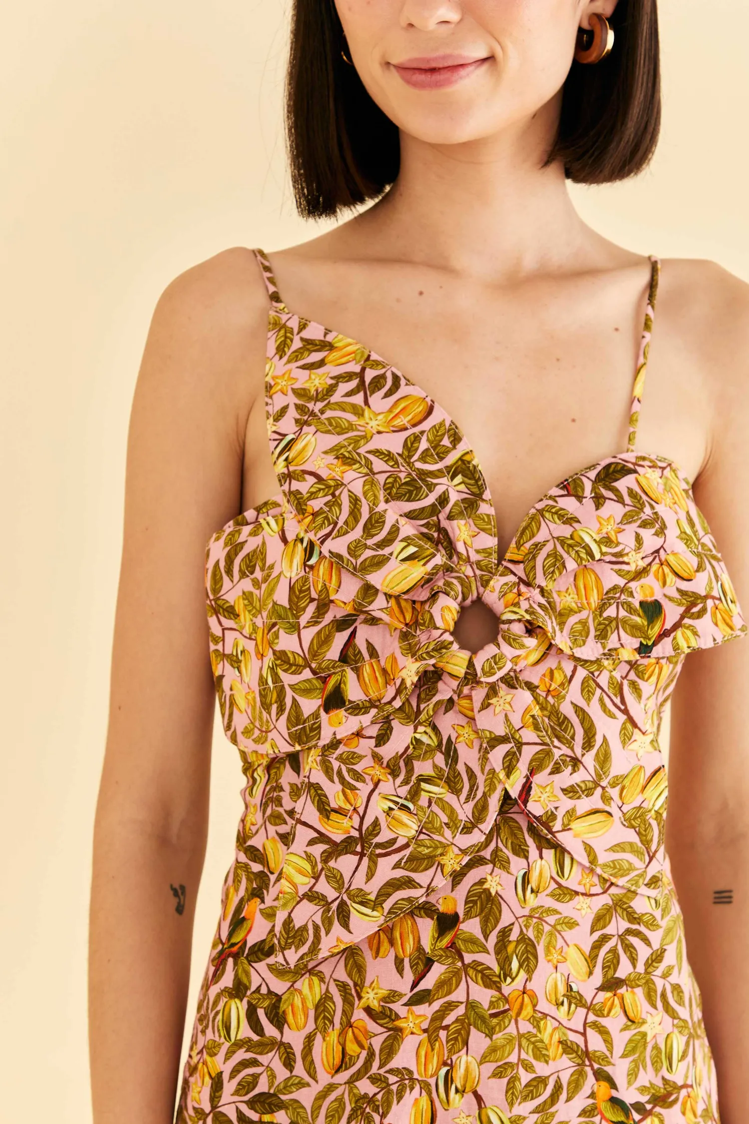 FARM Rio LIGHT PINK STAR FRUIT FLOWER MINI DRESS