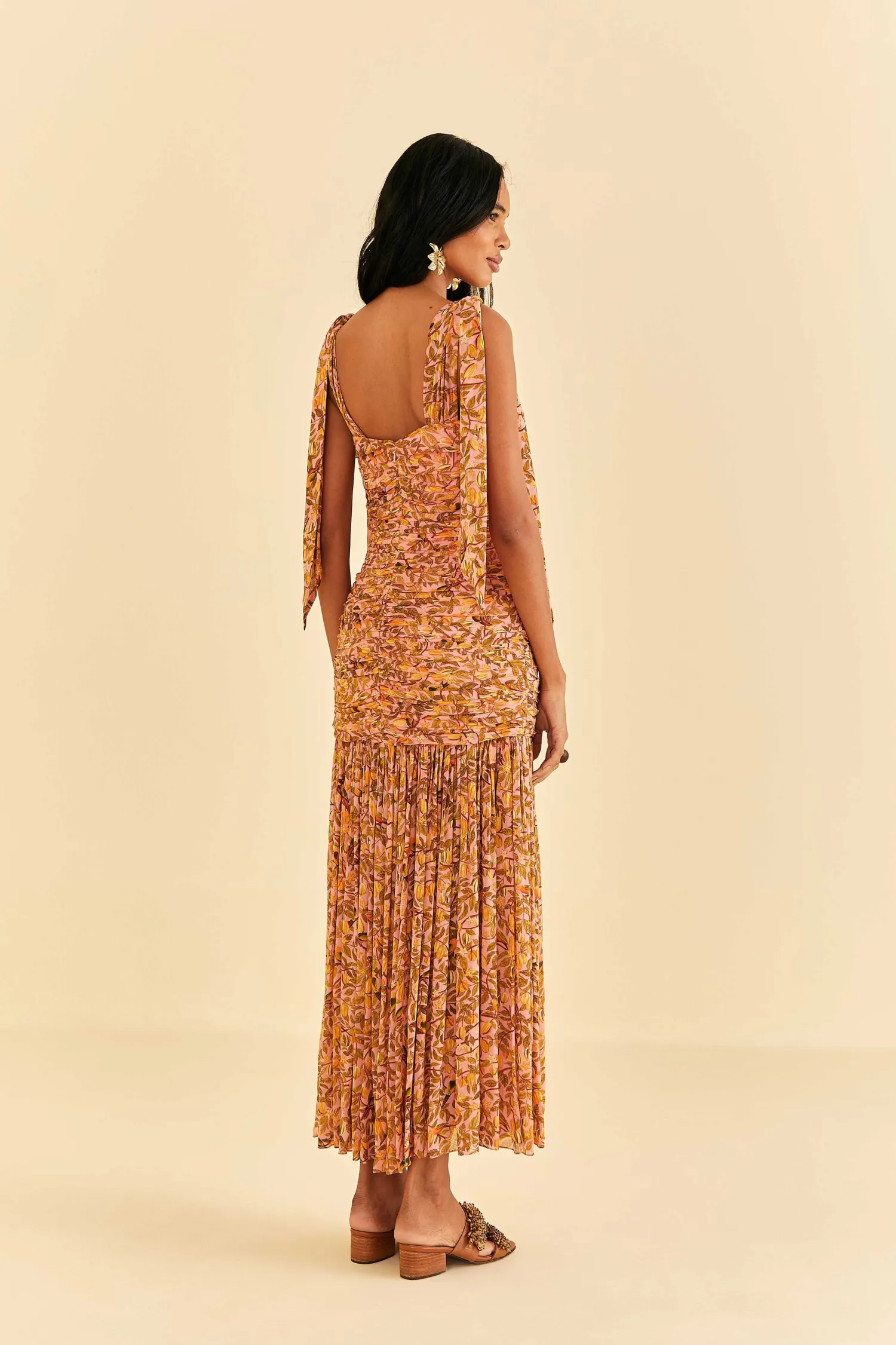 FARM Rio LIGHT PINK STAR FRUIT MIDI DRESS