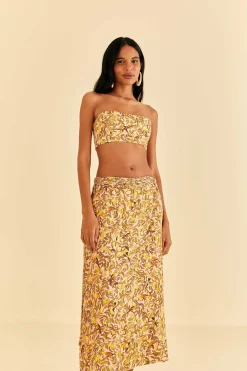 FARM Rio  LIGHT PINK STAR FRUIT MIDI SKIRT