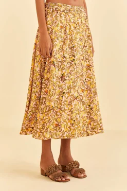 FARM Rio LIGHT PINK STAR FRUIT MIDI SKIRT