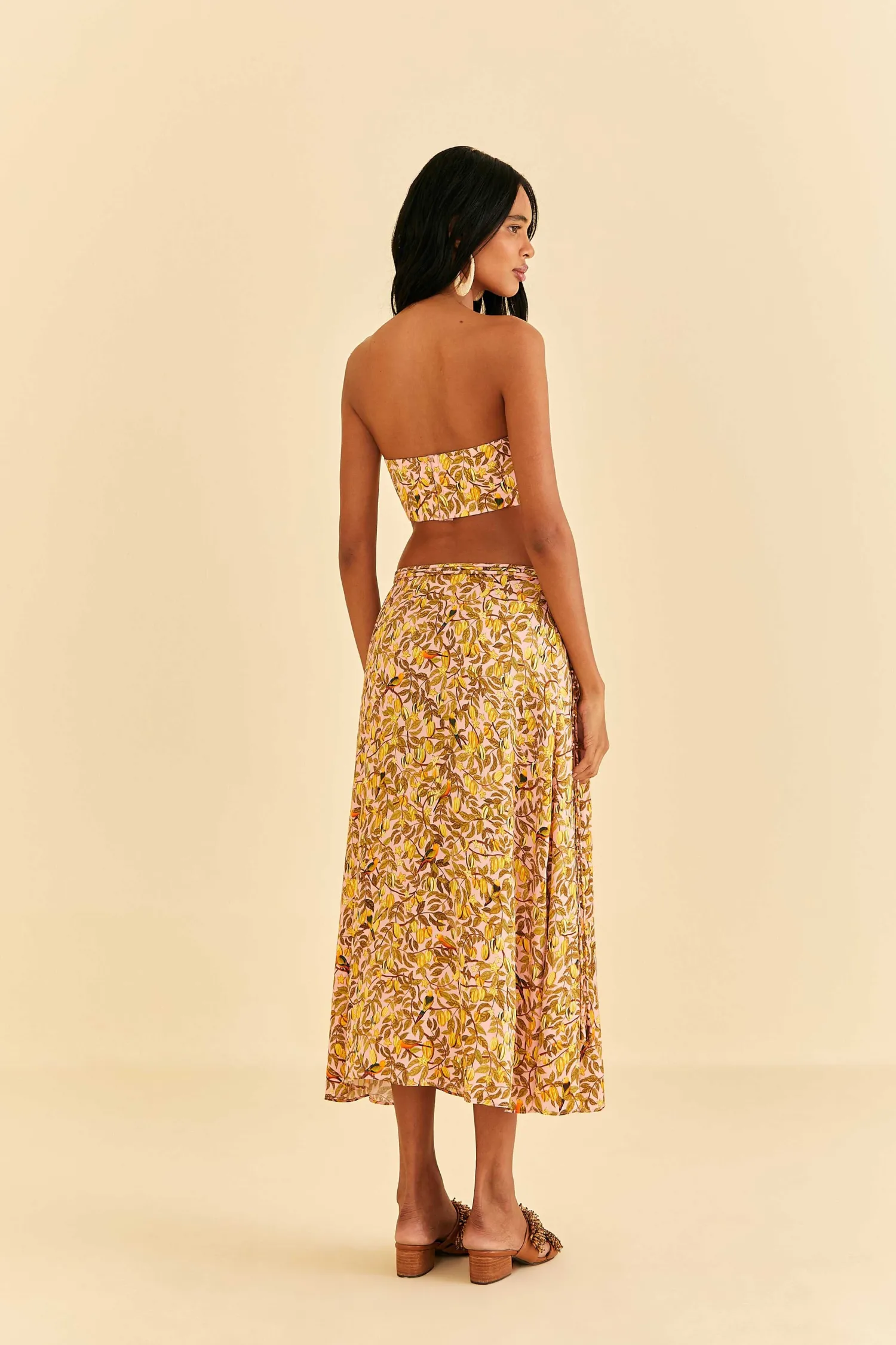 FARM Rio LIGHT PINK STAR FRUIT MIDI SKIRT