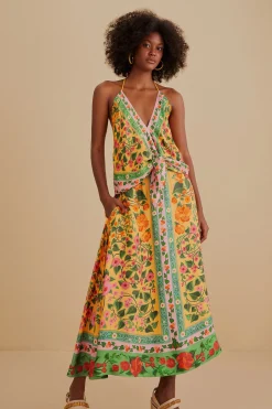 FARM Rio LIGHT YELLOW HEART IVY MIDI SKIRT