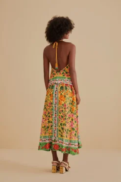 FARM Rio  LIGHT YELLOW HEART IVY MIDI SKIRT
