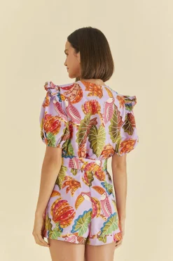 FARM Rio LILAC BEAKS & BANANAS V NECK ROMPER