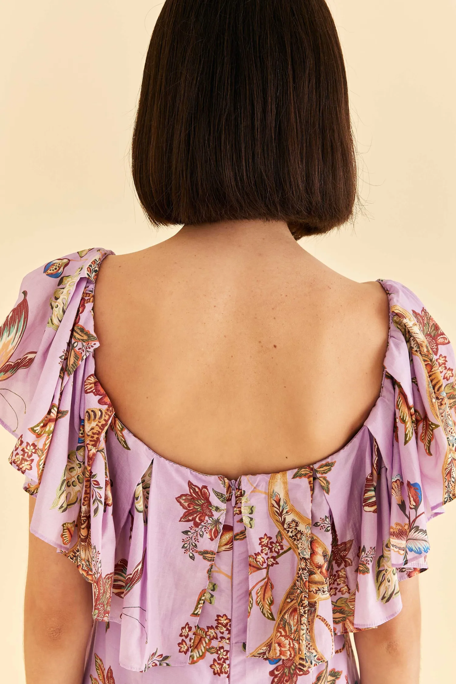 FARM Rio LILAC FLORAL MONKEY SHORT SLEEVE MAXI DRESS
