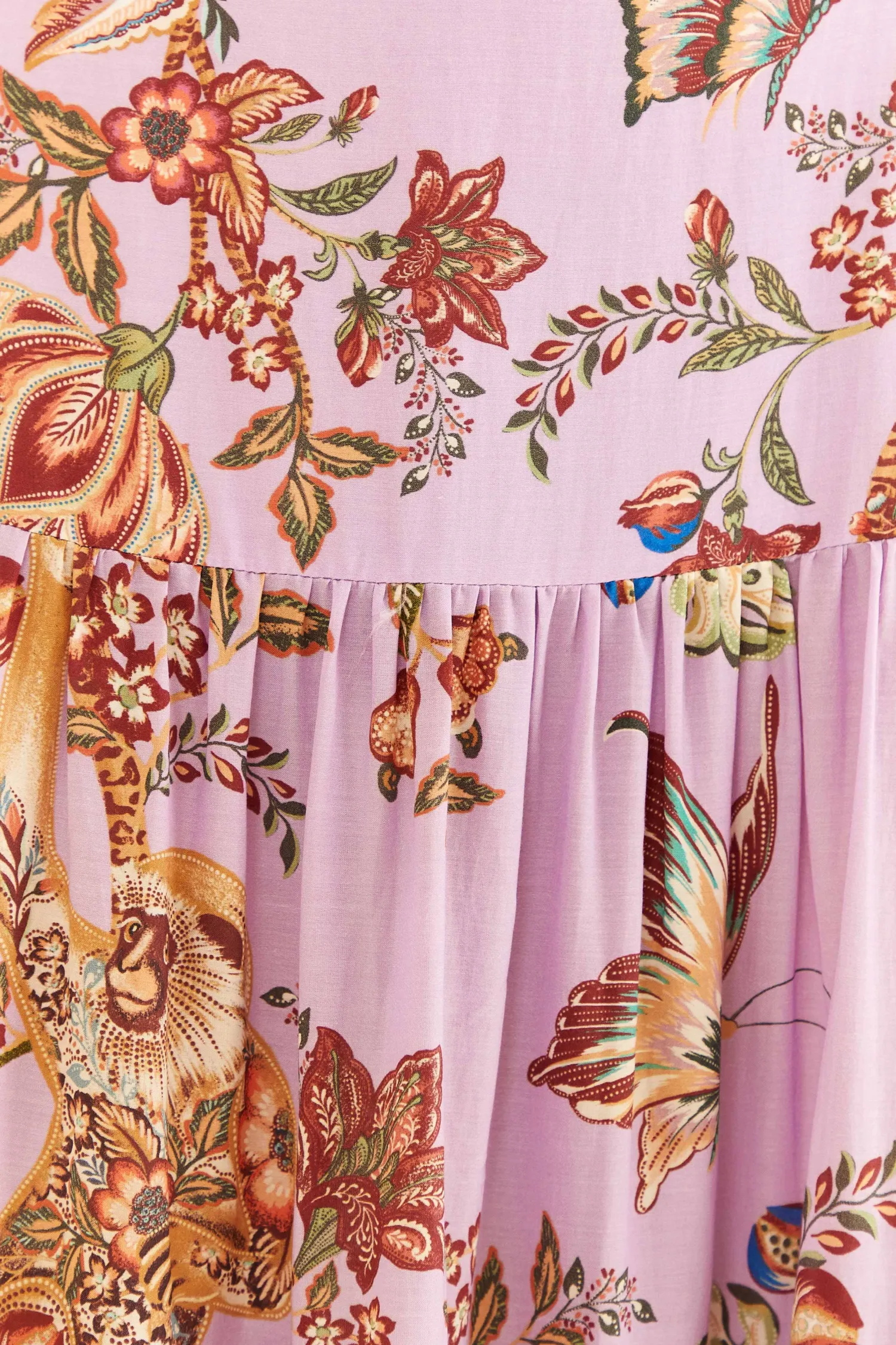 FARM Rio LILAC FLORAL MONKEY SHORT SLEEVE MAXI DRESS
