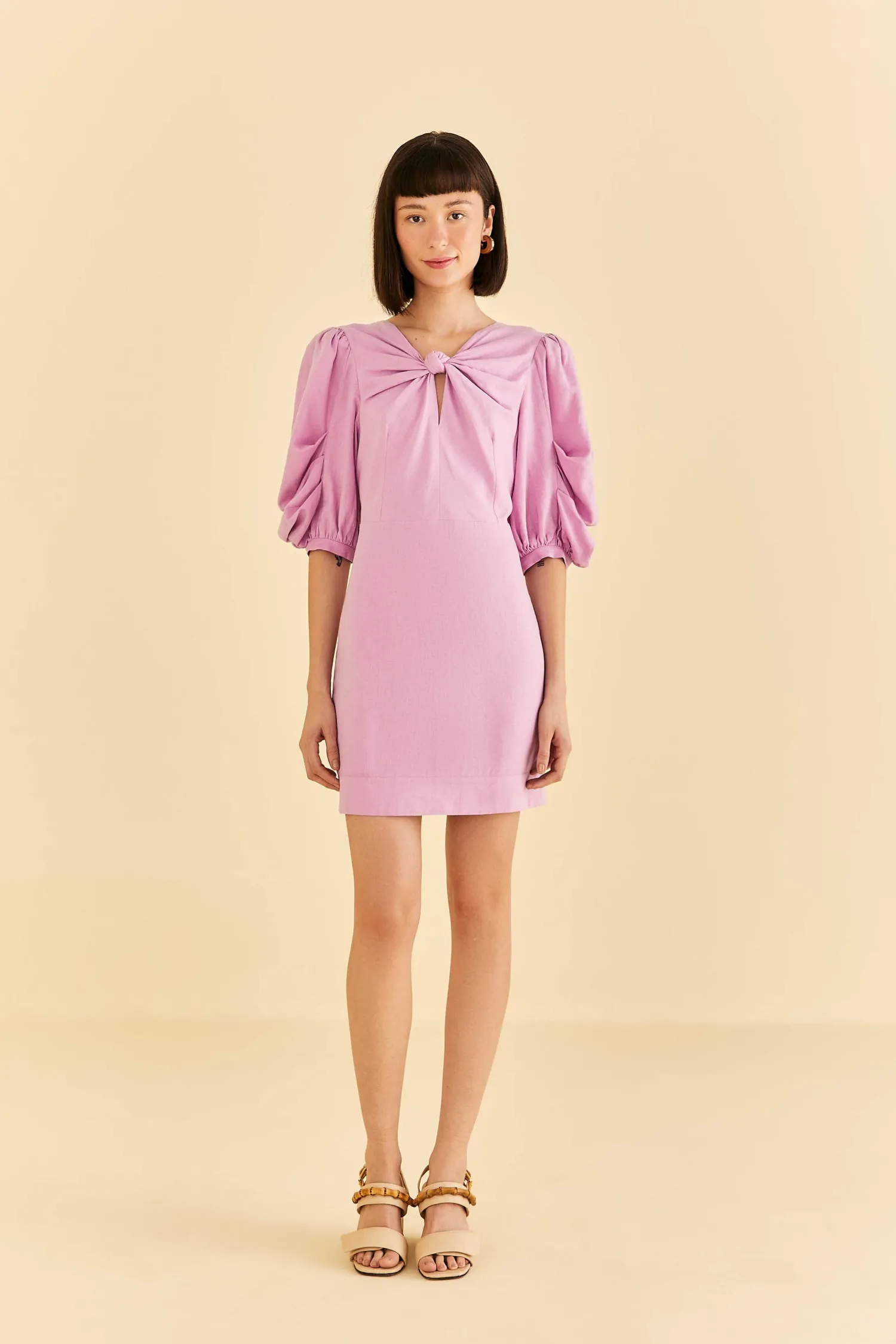 FARM Rio LILAC SHORT SLEEVE MINI DRESS