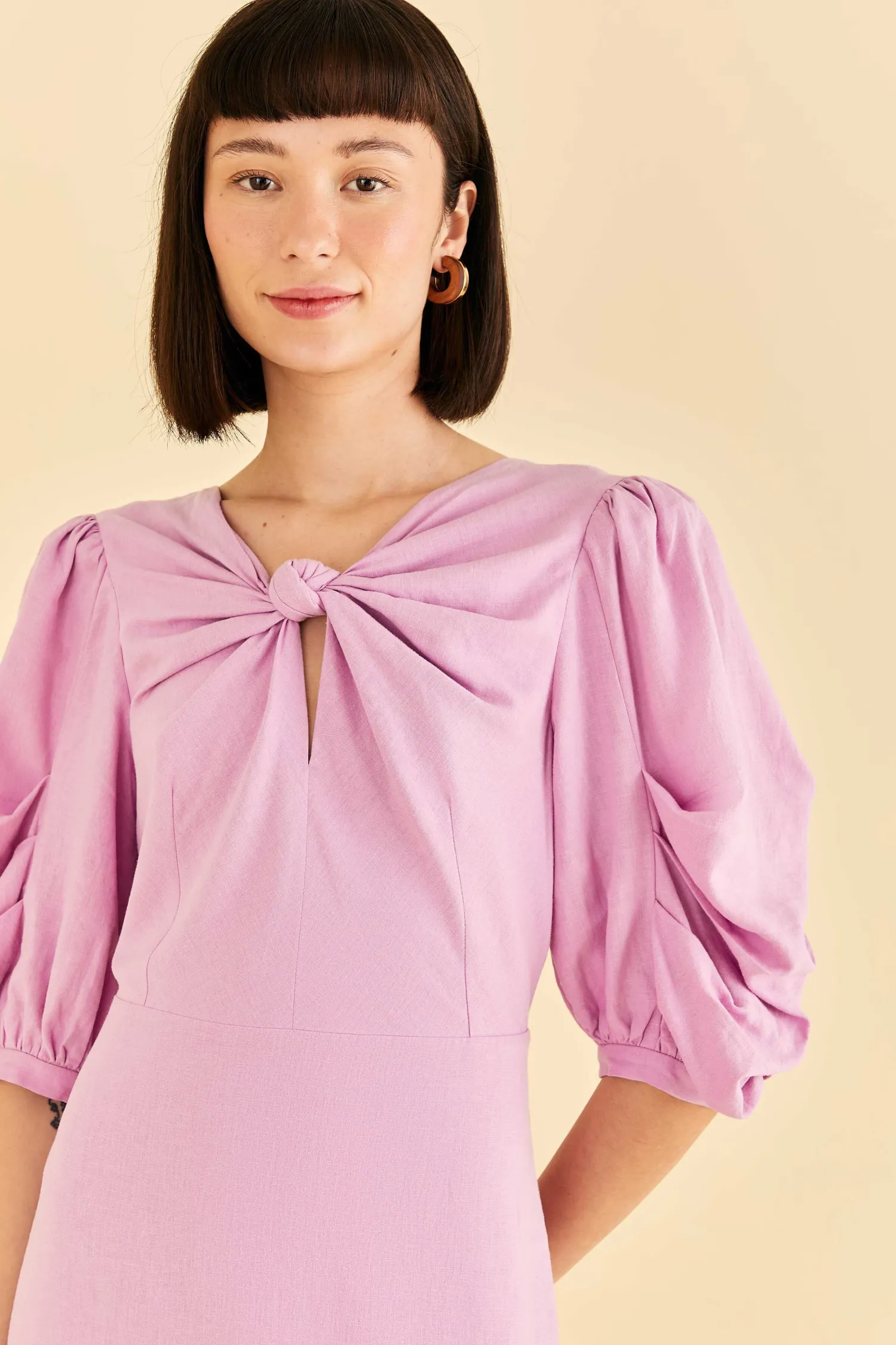 FARM Rio LILAC SHORT SLEEVE MINI DRESS