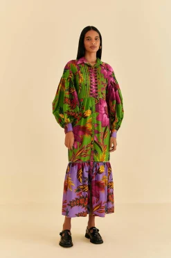 FARM Rio MAXI FLOWERS ORGANIC COTTON MAXI DRESS