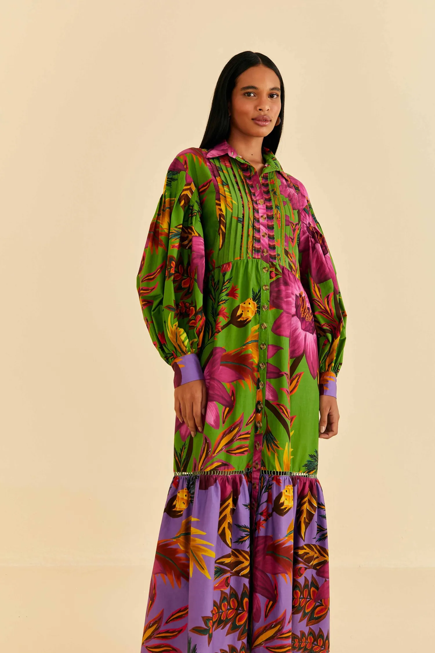 FARM Rio MAXI FLOWERS ORGANIC COTTON MAXI DRESS