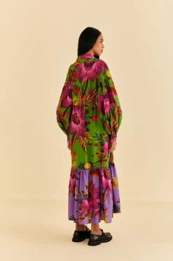 FARM Rio MAXI FLOWERS ORGANIC COTTON MAXI DRESS