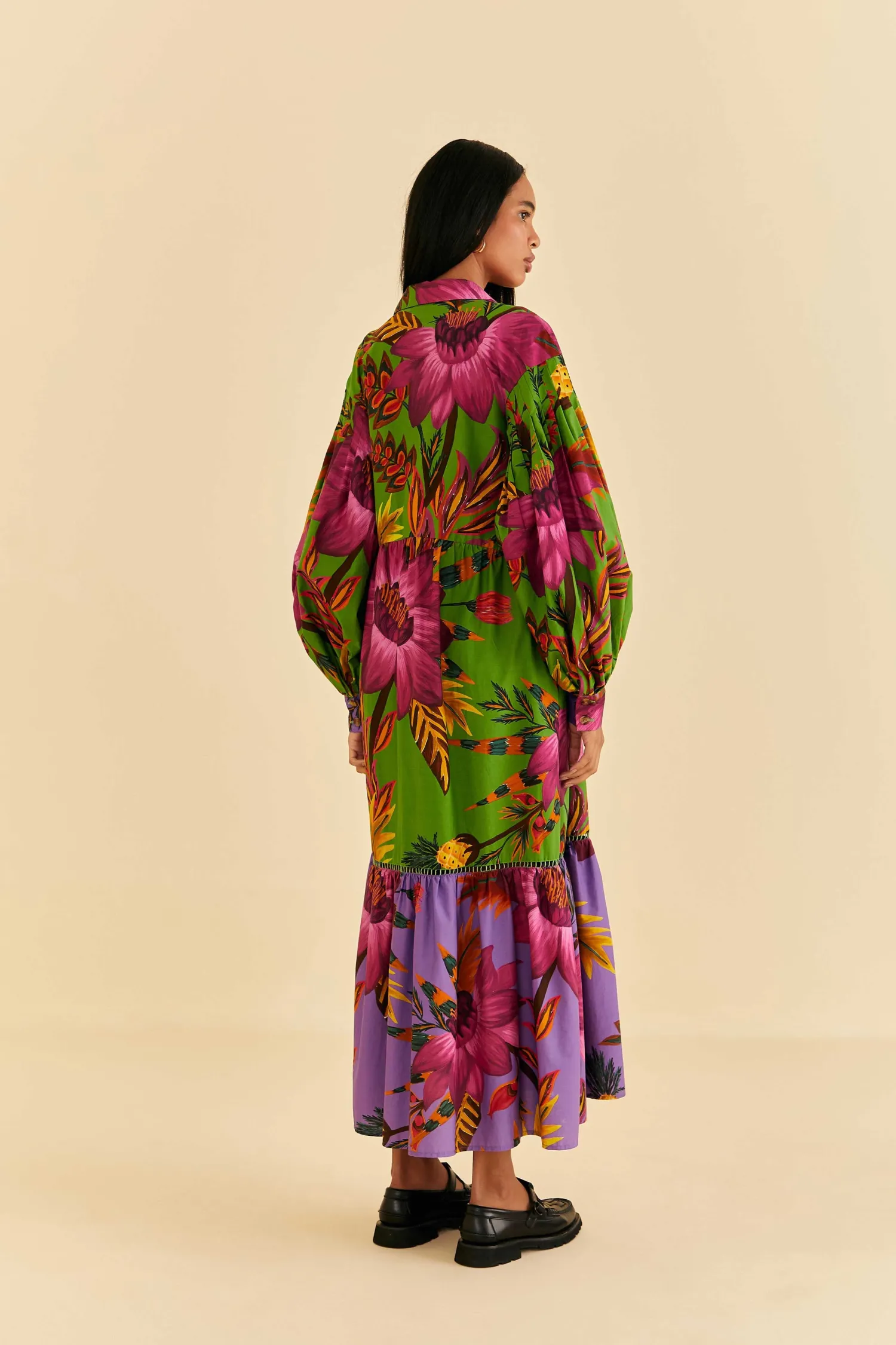 FARM Rio MAXI FLOWERS ORGANIC COTTON MAXI DRESS