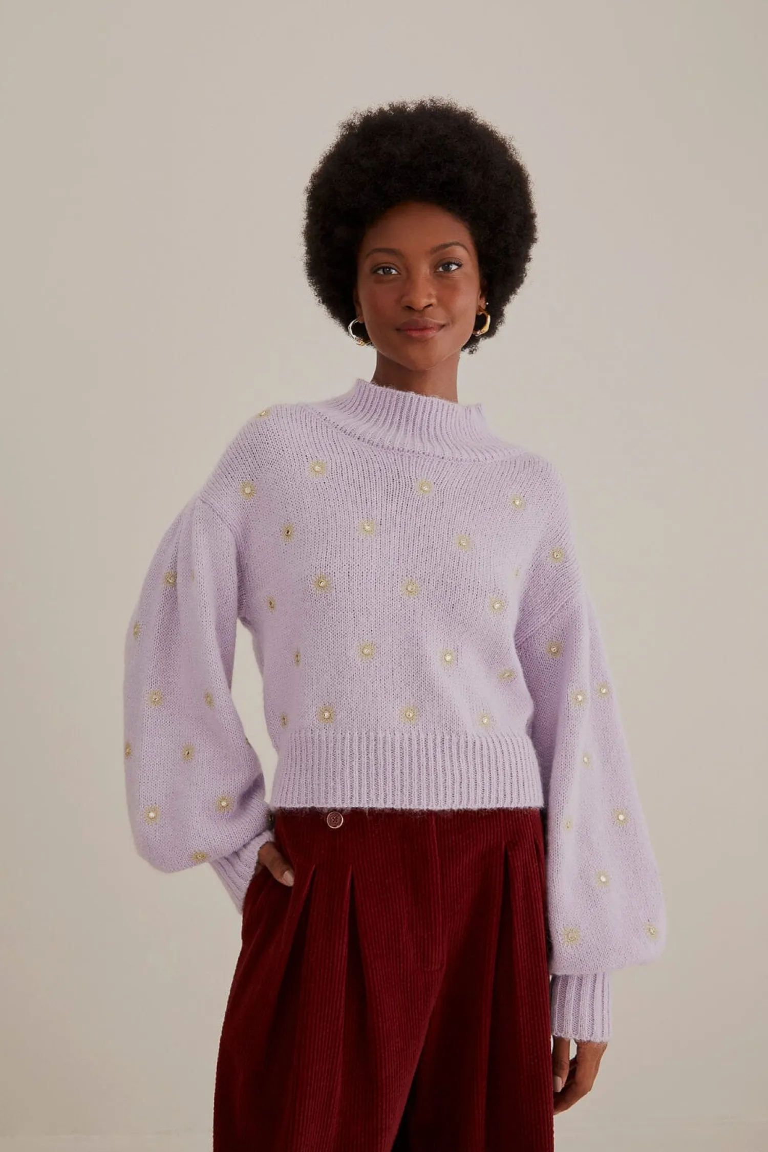 FARM Rio MIRROR EMBROIDERED KNIT SWEATER