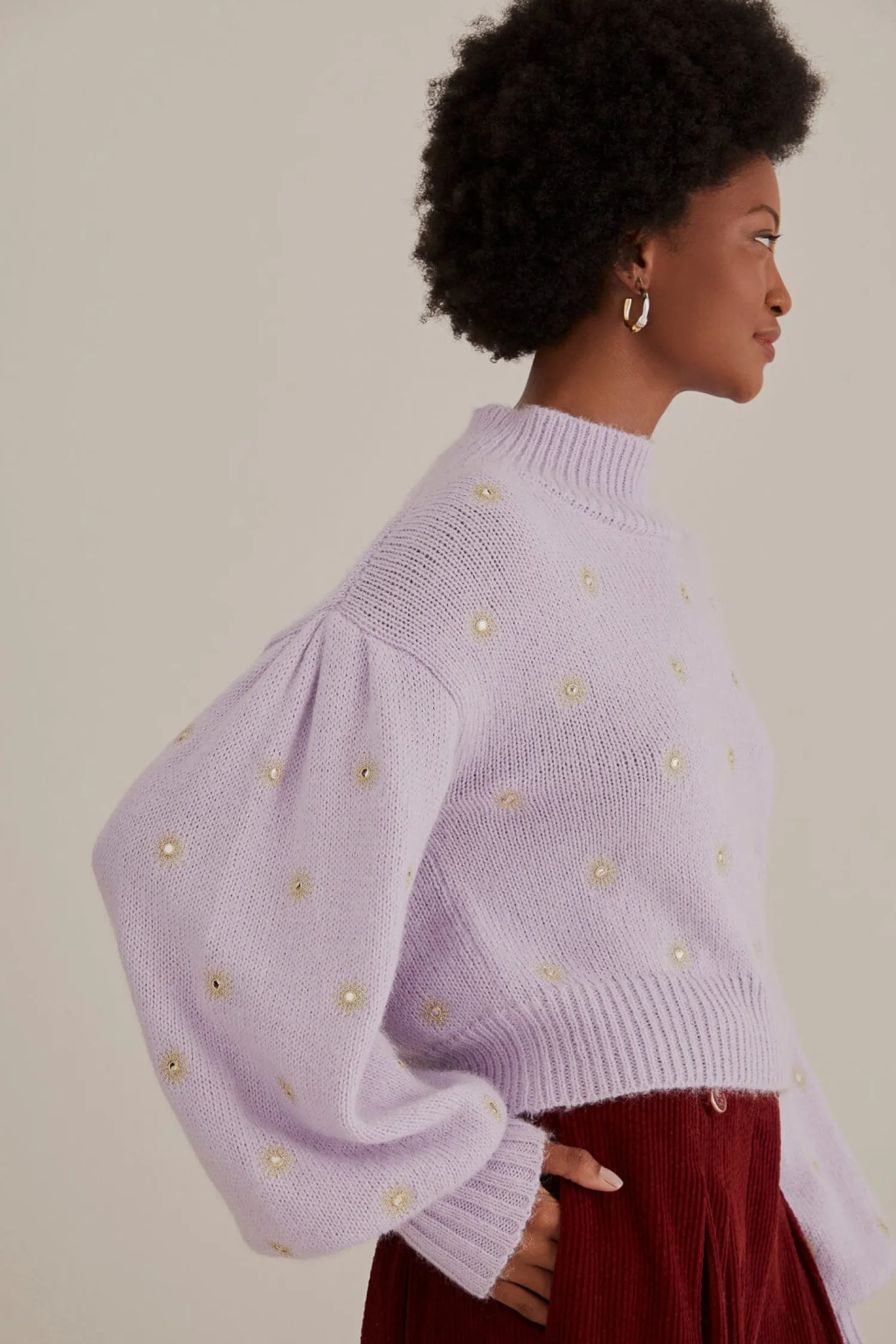 FARM Rio MIRROR EMBROIDERED KNIT SWEATER