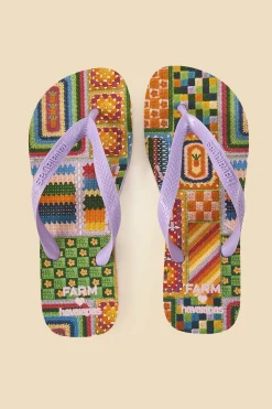 FARM Rio  MIXED CROCHET HAVAIANAS SANDALS