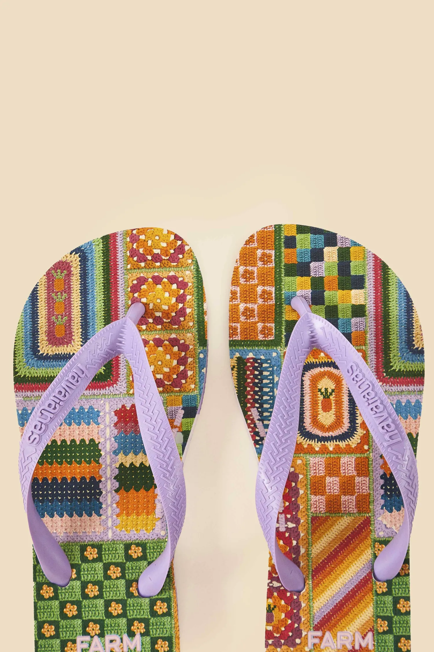 FARM Rio MIXED CROCHET HAVAIANAS SANDALS