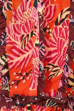 FARM Rio MIXED FLORAL RUFFLE MINI DRESS