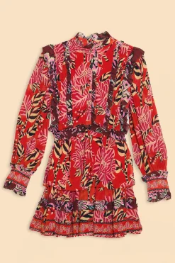 FARM Rio MIXED FLORAL RUFFLE MINI DRESS