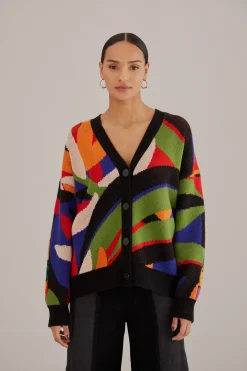 FARM Rio MIXED FLOWERS BANANAS KNIT CARDIGAN