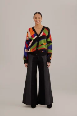 FARM Rio  MIXED FLOWERS BANANAS KNIT CARDIGAN