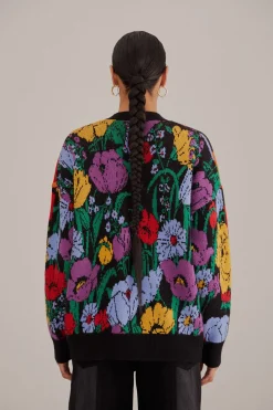 FARM Rio  MIXED FLOWERS BANANAS KNIT CARDIGAN