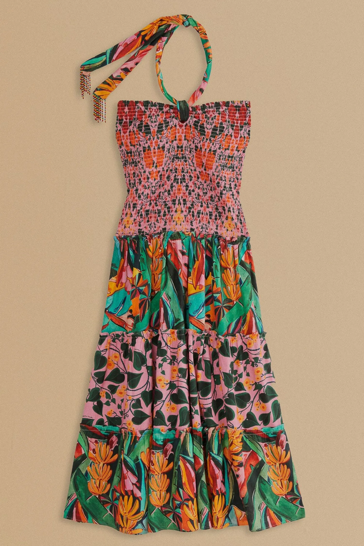 FARM Rio MIXED HEART IVY SCARF SLEEVELESS MIDI DRESS