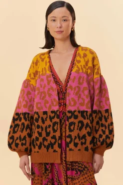FARM Rio MIXED LEOPARDS KNIT CARDIGAN