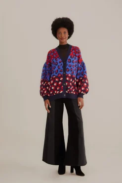 FARM Rio  MIXED LEOPARDS KNIT CARDIGAN