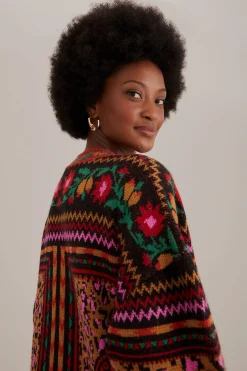 FARM Rio MIXED TAPESTRY PRINTS KNIT CARDIGAN