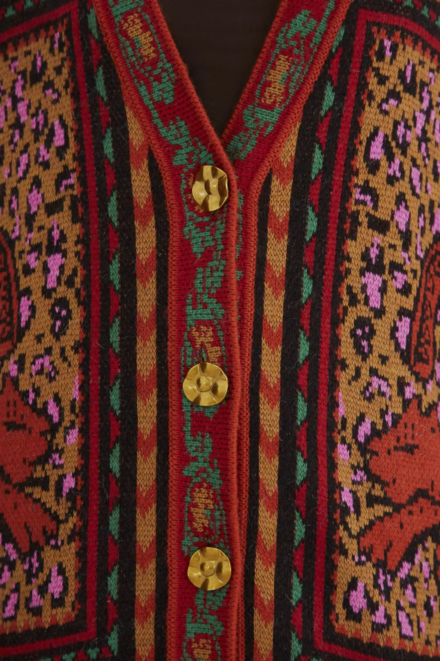 FARM Rio MIXED TAPESTRY PRINTS KNIT CARDIGAN