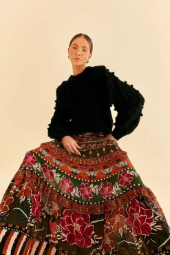 FARM Rio MULTICOLOR AINIKA FLORAL GARDEN TIERED MAXI SKIRT