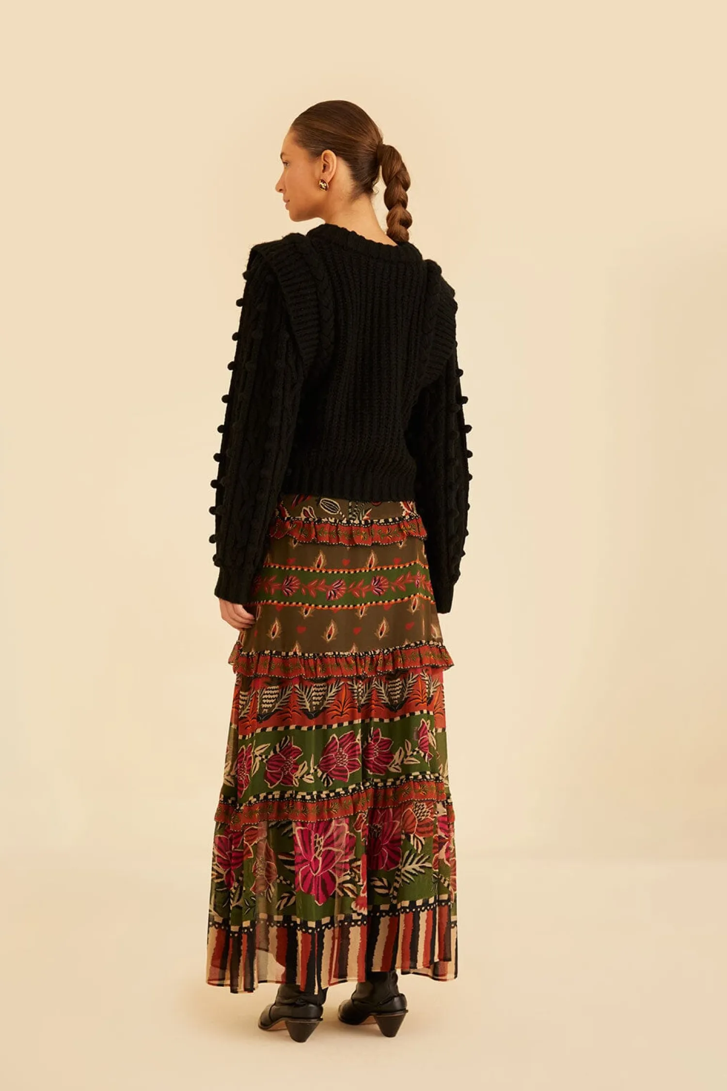 FARM Rio MULTICOLOR AINIKA FLORAL GARDEN TIERED MAXI SKIRT