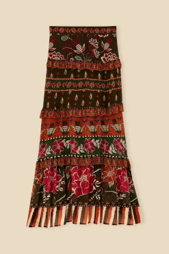 FARM Rio MULTICOLOR AINIKA FLORAL GARDEN TIERED MAXI SKIRT