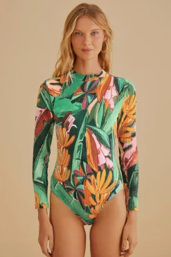 FARM Rio MULTICOLOR BANANA FOLIAGE ORGANIC COTTON BODYSUIT