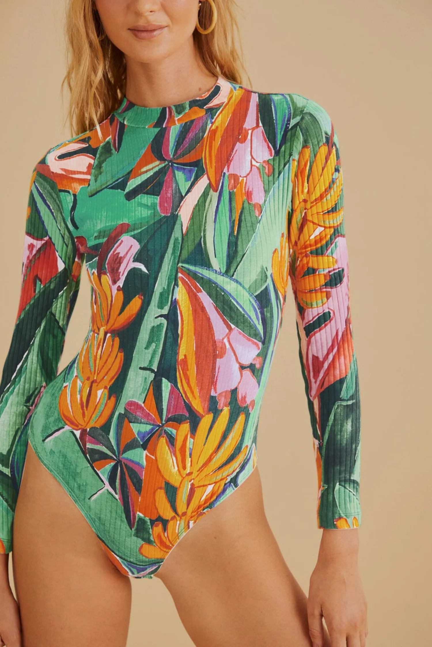 FARM Rio MULTICOLOR BANANA FOLIAGE ORGANIC COTTON BODYSUIT