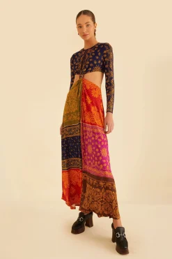FARM Rio MULTICOLOR BANDANA DREAM CUT OUT MAXI DRESS