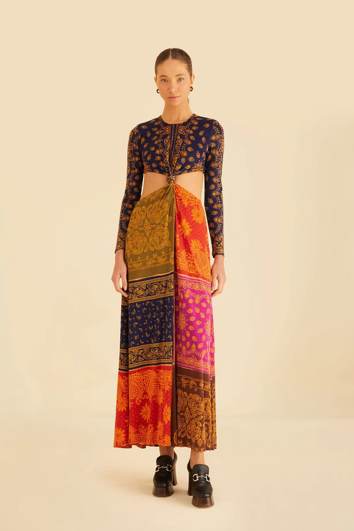FARM Rio MULTICOLOR BANDANA DREAM CUT OUT MAXI DRESS