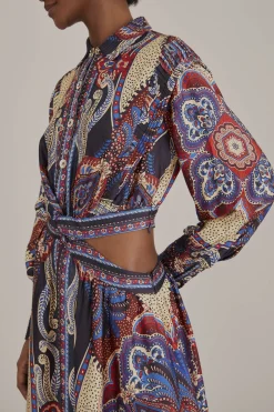 FARM Rio MULTICOLOR ENERGY SCARF CUT-OUT MAXI DRESS