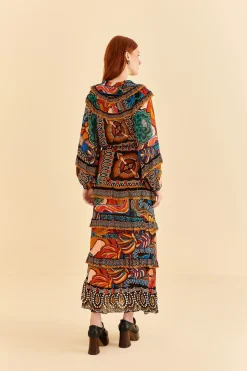 FARM Rio  MULTICOLOR FALL MIX MAXI DRESS