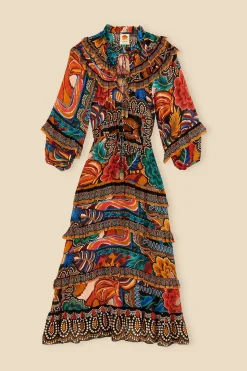 FARM Rio  MULTICOLOR FALL MIX MAXI DRESS