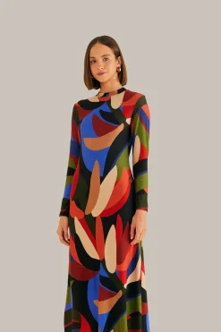 FARM Rio  MULTICOLOR GRAPHIC BANANAS LENZING™ ECOVERO™ VISCOSE MIDI DRESS
