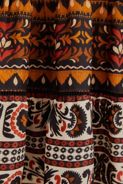 FARM Rio MULTICOLOR TAPESTRY GARDEN HIGH NECK MIDI DRESS