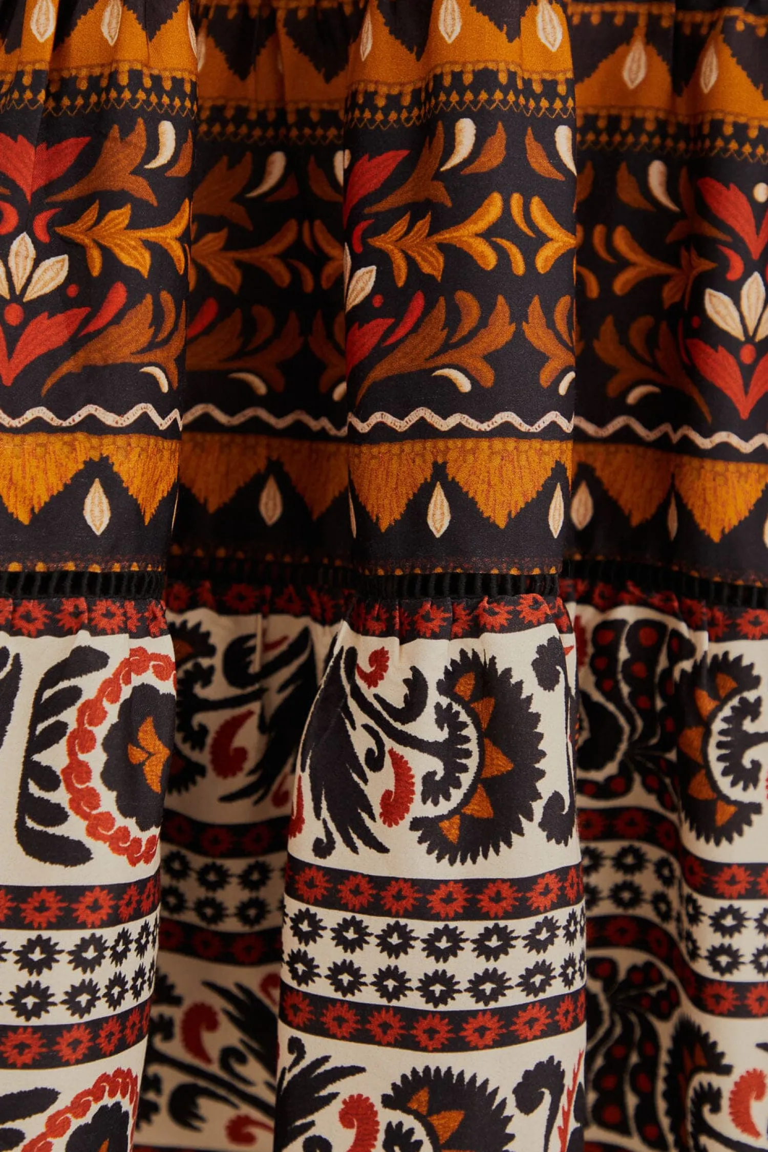 FARM Rio MULTICOLOR TAPESTRY GARDEN HIGH NECK MIDI DRESS