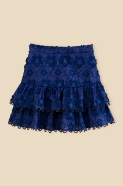 FARM Rio NAVY BLUE 3D STAR TEXTURE MINI SKIRT