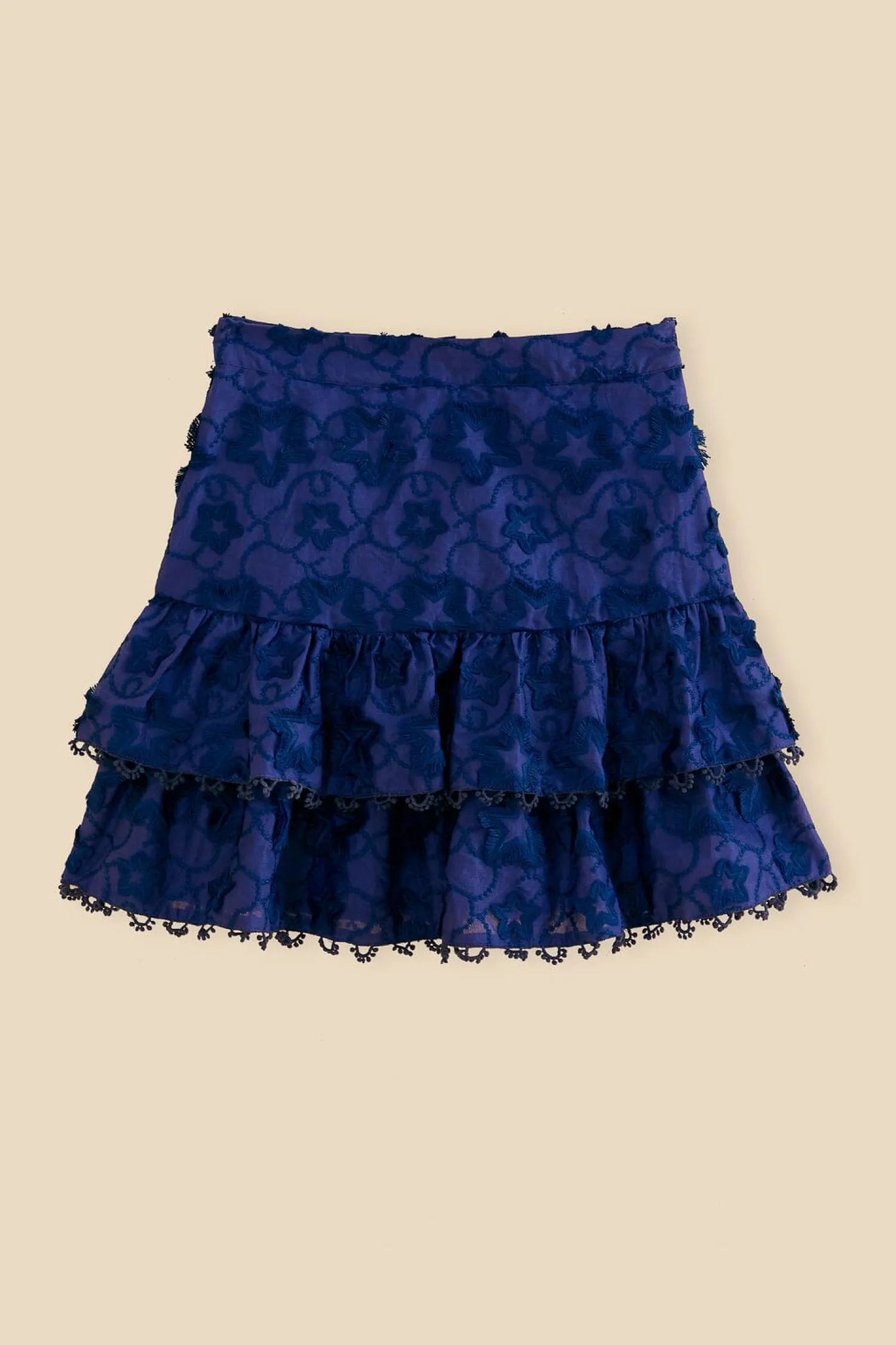 FARM Rio NAVY BLUE 3D STAR TEXTURE MINI SKIRT