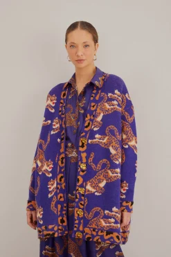 FARM Rio NAVY BLUE LEOPARDS KNIT CARDIGAN
