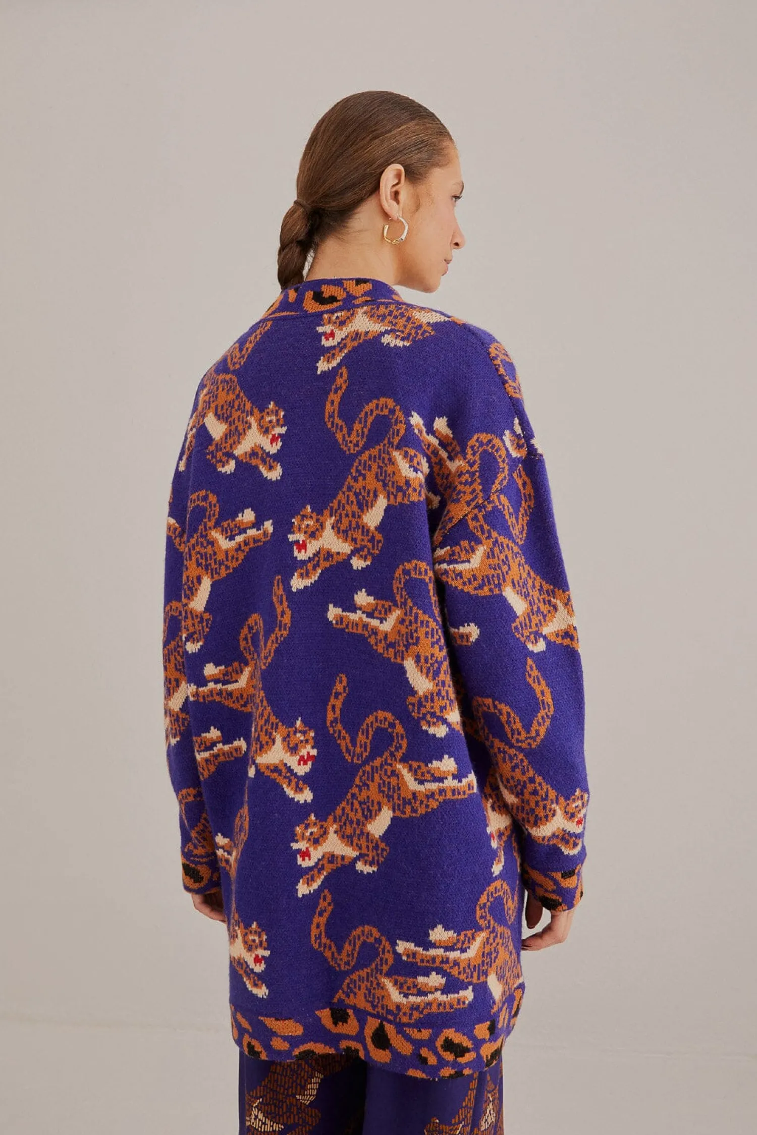 FARM Rio NAVY BLUE LEOPARDS KNIT CARDIGAN