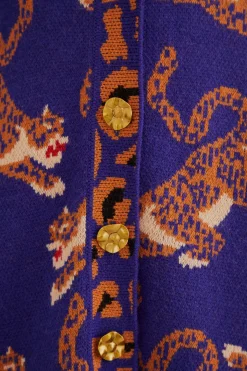 FARM Rio NAVY BLUE LEOPARDS KNIT CARDIGAN