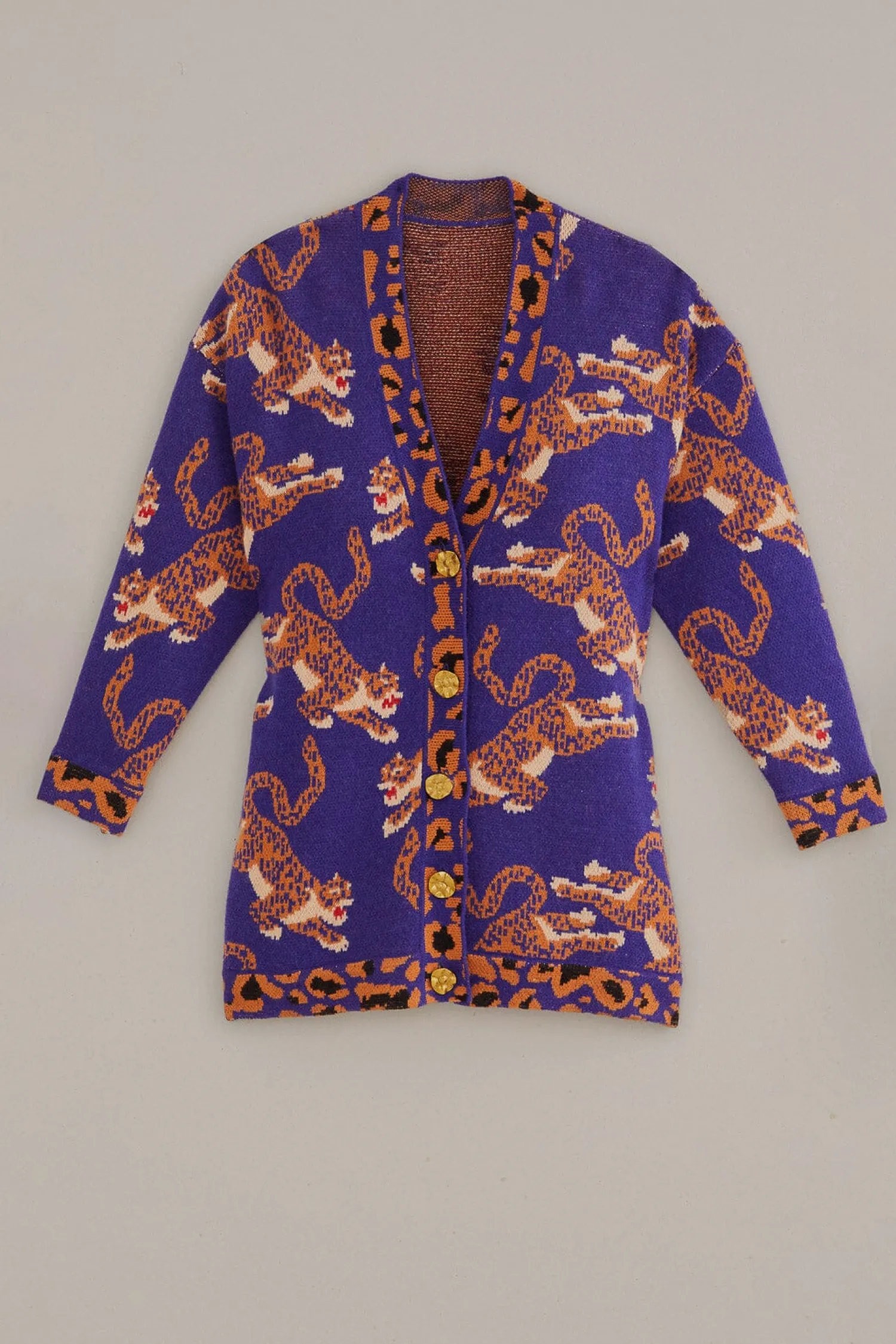 FARM Rio NAVY BLUE LEOPARDS KNIT CARDIGAN