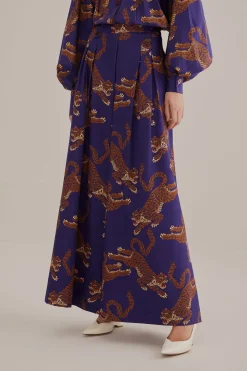 FARM Rio  NAVY BLUE LEOPARDS TAILORED PANTS